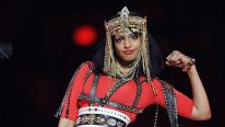 Singer MIA performs on the Bridgestone Super Bowl XLVI Halftime Show 
