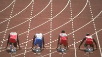 Carl Lewis, Linford Christie, Calvin Smith and Ben Johnson