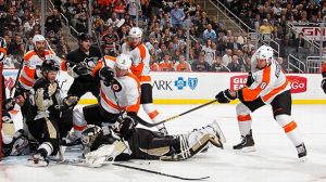Nicklas Grossmann #8 of the Philadelphia Flyers 