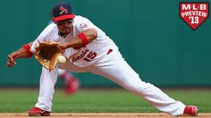 Rafael Furcal #15 of the St. Louis Cardinals fields a ground ball against the Pittsburgh Pirates at Busch Stadium on August 19, 2012 in St. Louis, Missouri. The Pirates beat the Cardinals 6-3 in 19 innings.