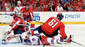 Steven Oleksy #61 of the Washington Capitals 