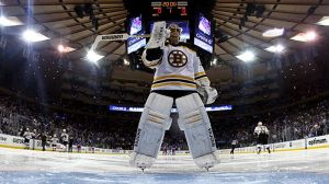 Tuukka Rask #40 of the Boston Bruins