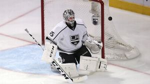 Goaltender Jonathan Bernier #45 of the Los Angeles Kings