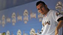 Jose Fernandez #16 of the Miami Marlins looks on from the dugout during the first inning against the San Diego Padres at Marlins Park on July 1, 2013 in Miami, Florida.