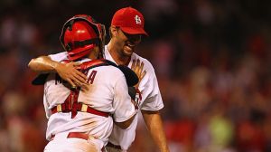 Starting pitcher Adam Wainwright #50 of the St. Louis Cardinals