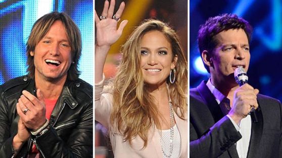 Keith Urban, Jennifer Lopez, and Harry Connick, Jr.