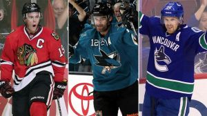 Daniel Sedin, Patrick Marleau, Jonathan Toews