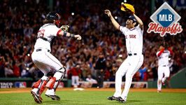 Boston's Koji Uehara and Jarrod Saltalamacchia celebrate