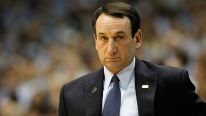 Head coach Mike Krzyzewski of the Duke Blue Devils against the North Carolina Tar Heels during their game at the Dean Smith Center on February 8, 2012 in Chapel Hill, North Carolina.