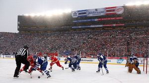 Henrik Zetterberg #40 of the Detroit Red Wings and Nazem Kadri