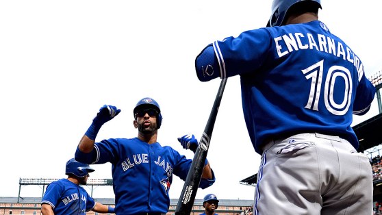 Jose Bautista #19 of the Toronto Blue Jays